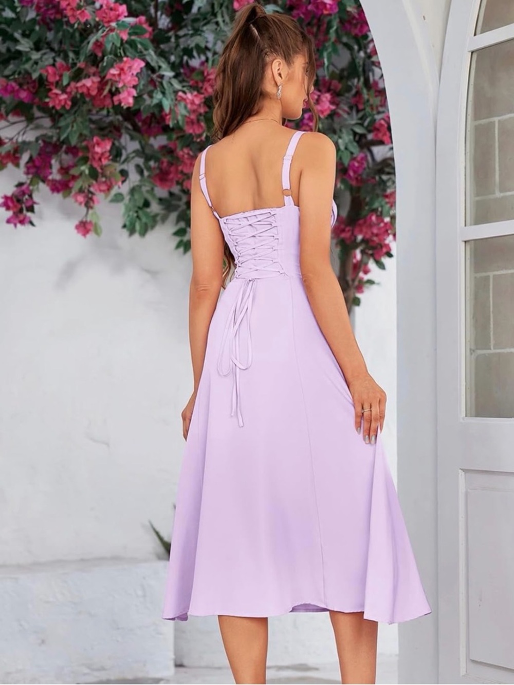 Lilac Tie-Front Midi Slip Dress - Picture 2 of 3